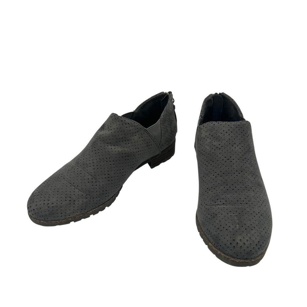 Dr. Scholls Ankle Boots Womens 7.5M Grey Good Perforated Tassel Back Zip Booties